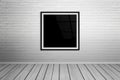 Square frame on brick wall mockup