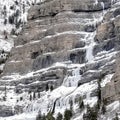 Square frame Bridal Veil Falls in Provo Canyon with frozen water on steep slopes in winter Royalty Free Stock Photo