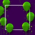 Square frame with bright green balloons Royalty Free Stock Photo