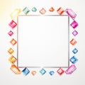 a square frame with colorful gems on a white background Royalty Free Stock Photo