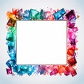 a square frame with colorful gems on a white background Royalty Free Stock Photo