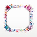 a square frame with colorful gems on a white background Royalty Free Stock Photo