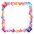 a square frame with colorful gems on a white background Royalty Free Stock Photo