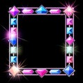 a square frame with colorful jewels on a black background