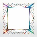 a square frame with colorful jewels on a white background
