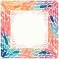 a square frame with colorful paint splotches on it