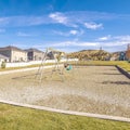 Square frame Corner perspective of a small kids playground Royalty Free Stock Photo