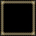 Square frame with 3d embossed effect. Ornate luxurious golden border in art deco style on black background. Elegant Royalty Free Stock Photo