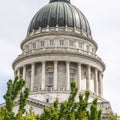 Square frame Famous dome of Utah State Capitol Building against cloudy sky in Salt Lake City Royalty Free Stock Photo