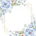 Square frame with floral elements hand drawn raster illustration Royalty Free Stock Photo