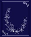 Square frame with flowers in doodle style, Blank frame for the inscription, Flowers on a dark blue background Royalty Free Stock Photo