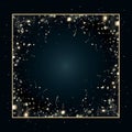 a square frame with gold stars and sparkles on a black background Royalty Free Stock Photo