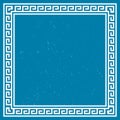 Square frame with grunge blue background in Greek style