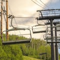 Square frame Hiking trails and chairlifts on a sceneic summer landscape in Park City Utah