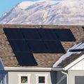 Square frame House with photovoltaic solar panels on the roof Royalty Free Stock Photo