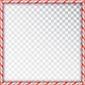 Square frame made of candy canes. Blank Christmas border with red and white striped lollipop pattern isolated on Royalty Free Stock Photo