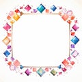 a square frame made of colorful gems on a white background Royalty Free Stock Photo