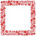 Square frame made from Hungarian embroidery pattern Royalty Free Stock Photo