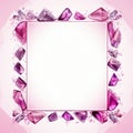 a square frame made of pink diamonds on a pink background