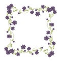 Square frame ornament with creepers and violet flowers