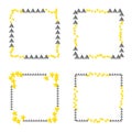Square frame ornament. Yellow star border. Triangle gray shape. Decorative vector element. Royalty Free Stock Photo