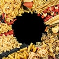 Square frame pasta mix Royalty Free Stock Photo