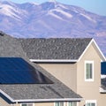 Square frame Photovoltaic solar panel on a house roof Royalty Free Stock Photo
