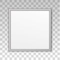 Square frame picture photo. Silver mockup on wall. Mock up framed. Modern blank boarder with shadow. Realistic empty photoframe is