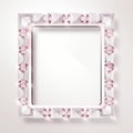 a square frame with pink crystals on it