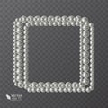 Square frame of realistic pearls, decoration for your postcard, wedding invitations