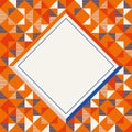 Square frame in orange red and blue colors, abstract geometric background pattern Royalty Free Stock Photo