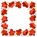 Square frame of red meeples