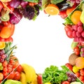 Square frame ripe fruits and vegetables separated lines isolated Royalty Free Stock Photo