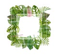 square frame with tropical leaves Royalty Free Stock Photo