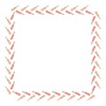 Square frame of tubes with cream flowing out from the outlines drawn in single lines with a substrate on a white background. Isol