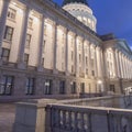 Square frame Utah State Capital Building in Salt Lake City glowing against vibrant blue sky Royalty Free Stock Photo