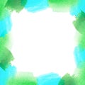 Square frame of watercolor spots. Watercolor illustration. Isolated on a white background. Royalty Free Stock Photo