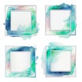 Square frames with colorful watercolor stains Royalty Free Stock Photo