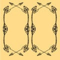 Square frames of ethnic arrows. Hand-drawn black arrows.