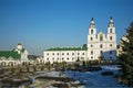 The square of freedom Minsk belarus. Cathedral of the Descent of the Holy Spirit Royalty Free Stock Photo