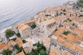 Square in front of the Church of St. Ignatius among the red roofs of houses. Dubrovnik, Croatia. Drone Royalty Free Stock Photo