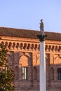 On the square in front of the Galleria degli Antichi in Sabbioneta stands the majestic Column with the statue of Minerva