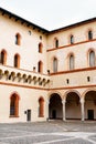 Square in front of the inner walls of Castello Sforzesco. Milan, Italy Royalty Free Stock Photo