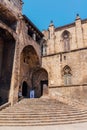 square in front of the Museum of Barcelona\'s famous history, in a beautiful and historic building in the Gothic quarter.Barcelona