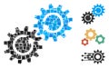 Square Gear Mechanism Rotation Icon Vector Collage