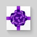 Square Gift Box with Purple Violet Ribbon Bow Royalty Free Stock Photo