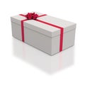 Square gift box with red ribbons Royalty Free Stock Photo