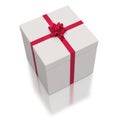 Square gift box with red ribbons Royalty Free Stock Photo