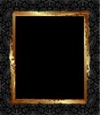 Square gold antique frame on a black background Royalty Free Stock Photo