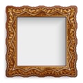 Square gold frame with ornate border on white Royalty Free Stock Photo